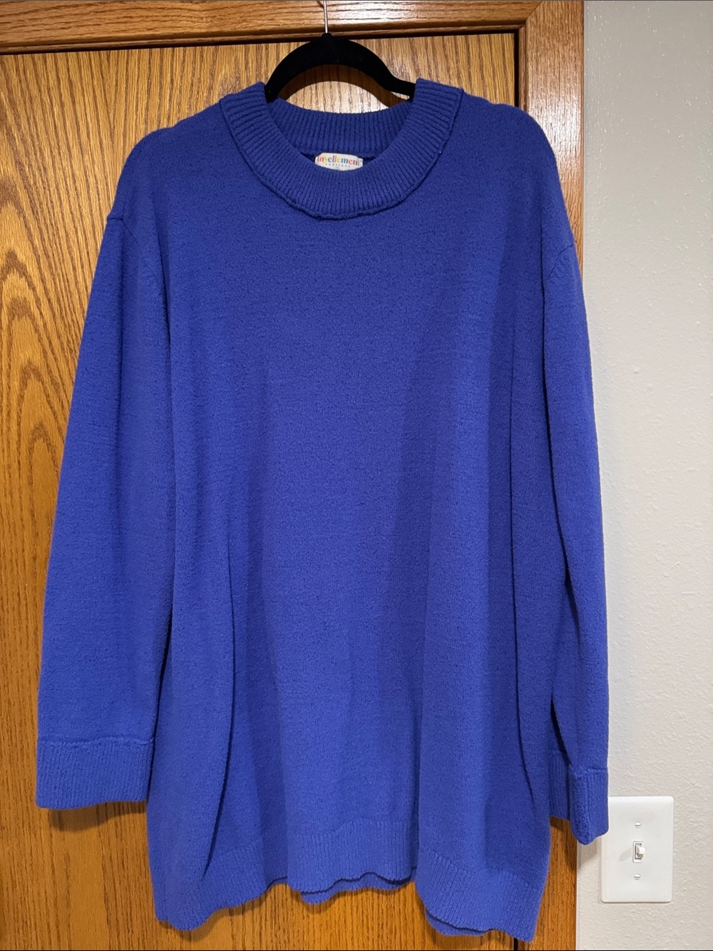 myellemnt Classic Cozy oversized tunic Crewneck Sweater - Blue